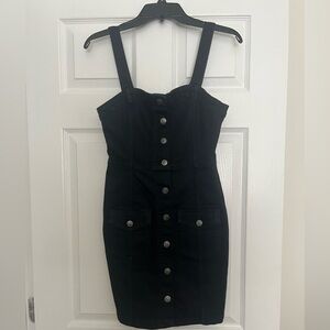 H&M Black Mini Dress with Button Detail